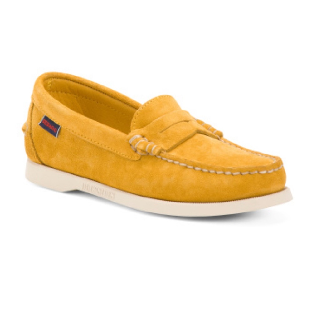 Docksides Sebago Dan Boat Roughout Women’s Yellow Suede Slip-On Penny Loafers